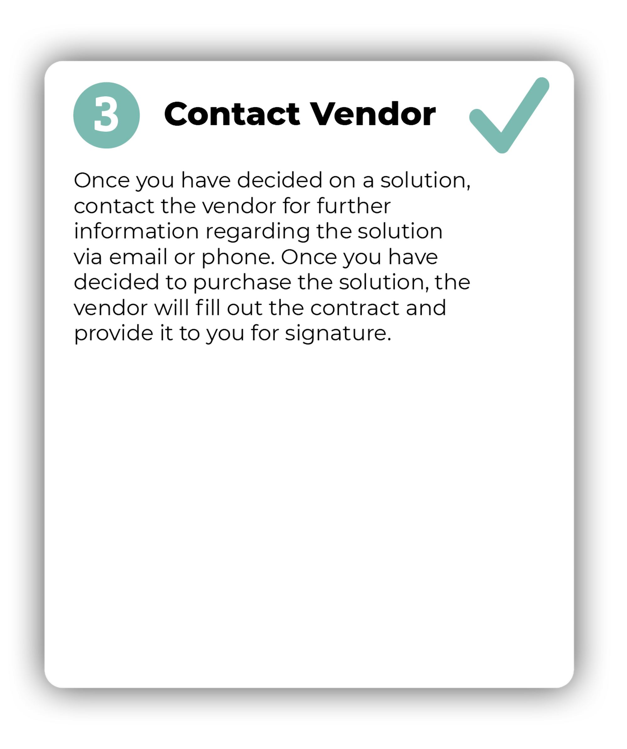 Step Three: Contact Vendor